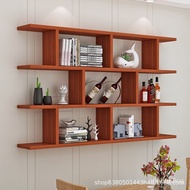 Creative Wall Shelf Wall Hanging Book Storage Shelf Bedroom Wall Cabinet Simple Plaid Solid Wood Bookshelf