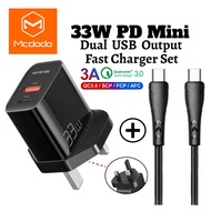 MCDODO CH-0912 33W Fast Charger Adapter + Type-C To Type C Cable / PD + QC Super Fast Quick Charging