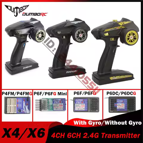 DUMBORC 4CH 6CH Transmitter X4 X6 2.4G Gyro Mini PWM Receiver P4FMG P6FG P6DCG for 1/10 1/8 RC Car C
