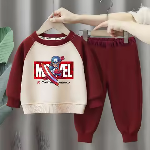 Spring/autumn Children's Clothes Sets Marvel Captain America Printed Boys Sweatshirt Set Kids Casual