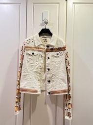 DESIGUAL💕100% Authentic‼️95% New‼️Off White Floral See Through Denim Jumper Hoodie Sweater Knit Tee 