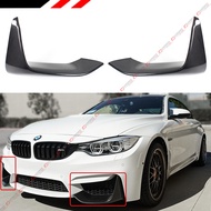 2 PCS ADD-ON CARBON FIBER FRONT BUMPER SPLITTERS LIP FOR 15-19 BMW F82 M4 F80 M3