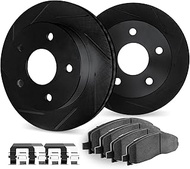 Dynamic Friction Company Front Brake Rotors Slotted Black with Ultimate Duty Performance Brake Pads 
