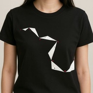 流墨a009/手工絹印/女黑棉T/限量