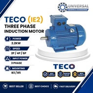 TECO MOTOR 3 PAHSE INDUCTION MOTOR (IE2) 2.2KW (3HP) B3 B5 ELECTRIC MOTOR 2 POLE 4 POLE 6 POLE