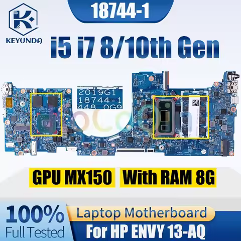 18744-1 For HP 13-AQ Notebook Mainboard i5 i7 8/10th Gen RAM 8G MX150 2G L53413-601 L53411-601 Lapto
