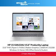 HP Laptop 15-FC0422AU/FC0423AU/FC0424AU - 15.6 FHD"/R5-7430U/16GB/512GB SSD/AMD Radeon/W11+HNS