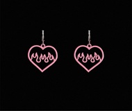 y2k pink hearts on fire earrings