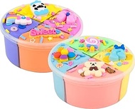 2 Pack Butter Slime Kit, Colorful 4-Color Grid Slimes with Cute Charms, Soft and Non-Sticky, Scented DIY Slime, Slime Putty Toys for Kids
