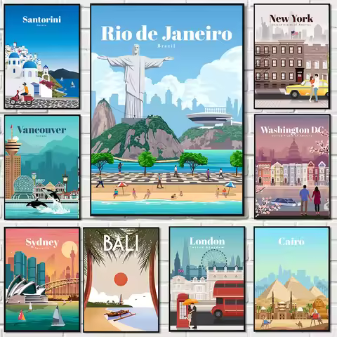 Modern World Famous Travel City Poster Rio De Janeiro Canvas Painting Bedroom Art Wall Landscape Off
