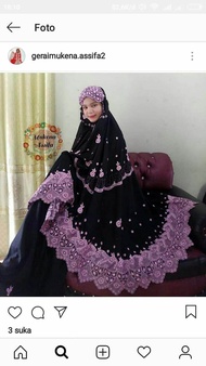 mukena bando hitam ping bordir bukittinggi mewah