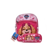 Paw PATROL Backpack Include Pencase 2in1 Skye Happy Face Girls School Bags 12 inch