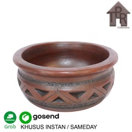 Pottery - Clay Pot natural for Bonsai Plants, Carved Model, Segi-3 D22, Size S, Aesthetic, Rustic na