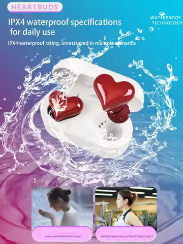 Wireless Mini Heart Headphones, Heart Shaped Headphones Cute Wireless Sports Headphones, Portable Lo