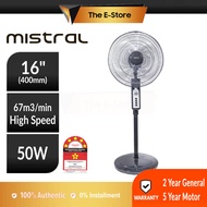 (5 Years Warranty) Mistral 16" Stand Fan (Strong Wind) *Dark Grey | MSF1682 (Kipas Berdiri Kipas Ang