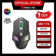 XTRIKE ME GM-110 Wired Gaming Mouse With 7 Colors Backlight - Dpi 1200 / 4d / 1.4m Cable