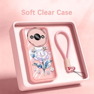 VRQR Cover for Xiaomi Redmi A3 A3X 4G Poco C61 4G INS Crystal Flower Clear Shockproof Phone Case wit