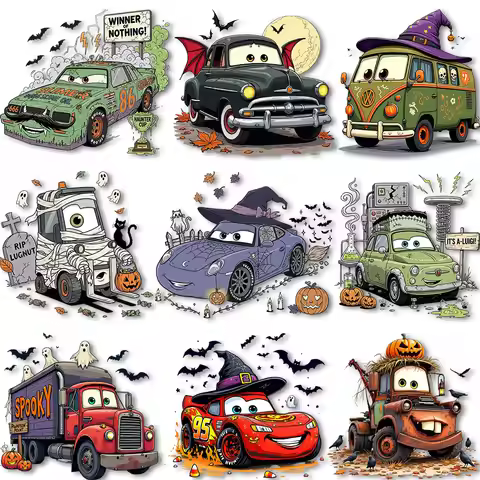 Halloween Mc Queen Cars Heat Transfer Stickers for Clothes Patches Iron on Decals DIY Ironing on Hoo