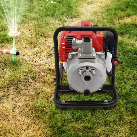 8000L/H 43cc 1.7HP 2-Stroke Petrol Pump, 1 Inch Garden Water Pump for Lawn Irrigation and Pool Clean