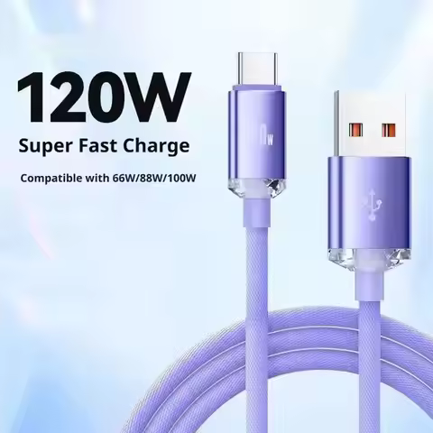 120W 6A Super Fast Charge Type C Cable PD 120W USB C to C Charger Cord E-Mark Chip Data Line for Xia