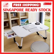 LAPTOP BED TABLE FOLDABLE LAPTOP DESK BED TRAY WITH STORAGE DRAWER LAP DESK TV TRAY FOR BREAKFAST SERVING NOTEBOOK STAND