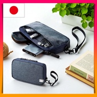 Sanwa Direct Gadget Pouch, Slim Type, Travel, Business Trip, Convenient Storage Pouch, Size S, Navy 
