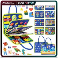 Toddler Learning Busy Board – Montessori Sensory Toy & Travel Activity Book for 2-4 Year Old Boys & 