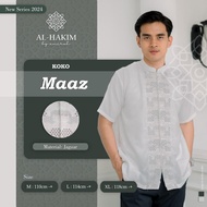 Baju Muslim Pria Koko Premium Lengan Pendek Al Hakim Maaz Putih