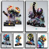 Watercolor Formula 1 Grand Prix Racing Driver Poster Aesthetic F1 Racer Helmet Motorsport Canvas Pri