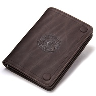 CONTACTS Genuine Leather Fashion Men Wallet High Quality Brand Design Wallets With Coin Pocket Purse