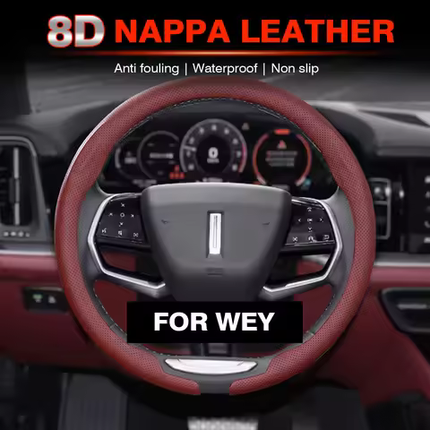 8D Nappa leather Car Steering Wheel Cover For GWM WEY Coffee 01 Coffee 02VV7 VV5 VV6 WEYP8 Non-Slip 