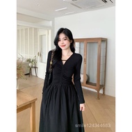 [Taiwan Shipment] Hepburn Style Light Luxury Western Age-Reducing Classy Base Little Black Dress Fan