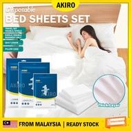 AKIRO HOME Travel Disposable Bed Sheets Set Hotel Pillow Cover Quilt Cover One Time Use Bedsheet Sar