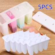 5PCS 4 Cells Popsicles Mold,DIY Big Size Ice Cream Mold,Square Popsicle Mould With Cover,Household Childrens Cute Popsicle Ice Cream Mold,Popsicle Tray Kids DIY Homemade Tools