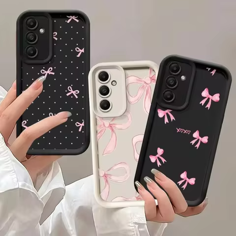 Luxury Red Bow For Samsung Galaxy Case S24 S23 S22 S21 Ultra Plus Fe A55 A54 A53 A52 A35 A25 A15 A14