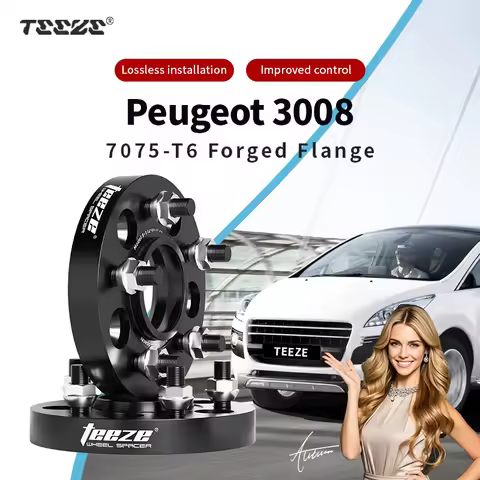 Teeze 2/4pcs 5x108 CB 65.1 M12 x 1.25 Hub Centric Black Forged wheel spacer For 2021-2025Peugeot 300
