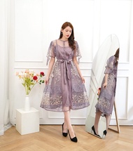 Chloe Dress Pesta Stavia Aa9 /Gaun Musim Panas Wanita Fashion - Cetakan Segar Kotak-kotak Bernapas P