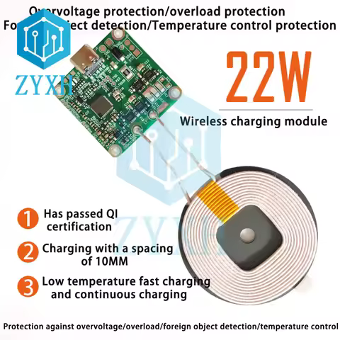 20W/22W Type-C Wireless Charger Transmitter Module Circuit Board QI Standard DC 12V Fast Charge For 