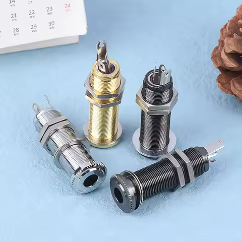1/4 Inch Output Straight Tube Style Anti-noise Audio Jack Brass Electric Guitar Bass Jack Plug 6.35m