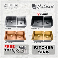 Cabana Nano CKS7305 7405 UnderMount Handmade Stainless Steel Kitchen Sink Nano Sink Double Bowl Silv