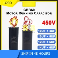 (1pc) CBB60 Capacitor 450V ( 10 UF 4 UF / 10 UF 5 UF / 12 UF 5 UF / 14 UF 6 UF )