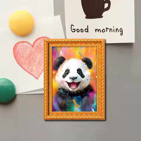 1 Piece of a Quirky Cartoon Panda Fridge Magnet, Colorful Panda Mini Photo Frame Design, Small Creat