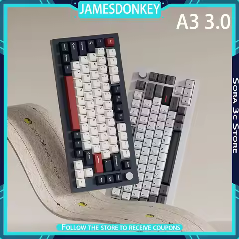 James Donkey A3 3.0 Mechanical Keyboard Wireless Tri Mode Gasket Structure with Multifunctional Knob