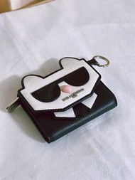 卡爾 KARL LAGERFELD墨鏡貓咪造型卡片鑰匙零錢包/短夾零錢包/黑 #23愛地球