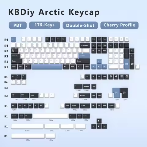 KBDiy Cherry Profile GMK Arctic Keycap Double Shot PBT Keycaps for Mechanical Keyboard Game ISO 176 