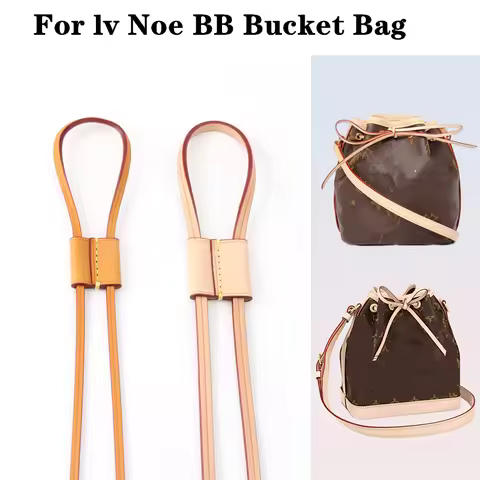 Leather Bag Straps Drawstring For LV Noe BB Nano Mini Petit Bucket Bags Slide Lock Buckle Tension Co