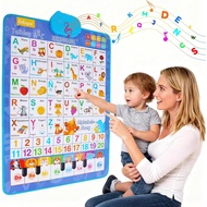 Spanish Alphabet Talking Wall Chart for Toddlers 1-6, Bilingual Learning Poster with English Transla
