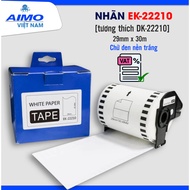 Printed label EK-22210 / Black text on white background / Compatible with Brother DK-22210 label