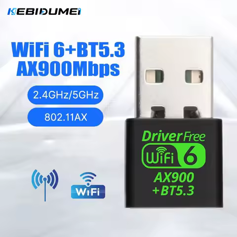 KEBIDUMEI AX900 USB WiFi 6 Bluetooth 5.3 Adapter 2 in 1 Dongle Dual Band 2.4G&5GHz USB WiFi Network 