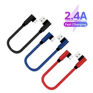 25cm USB to Type C Micro USB Short Charging Cable Elbow 90 Degree USB C Micro Cable 2.4A Fast Charging Cord For Samsung Huawei